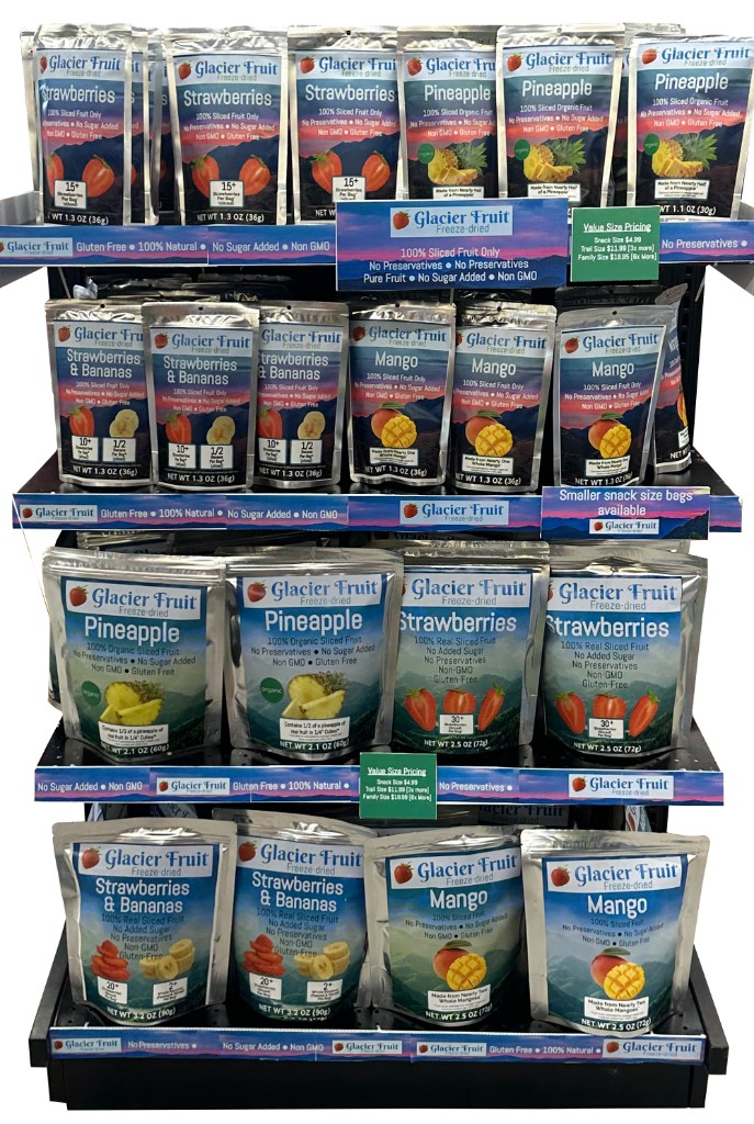 Glacier Fruit four-shelf display unit